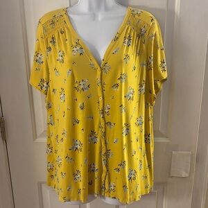 Old Navy Yellow Floral Button-Down Shirt